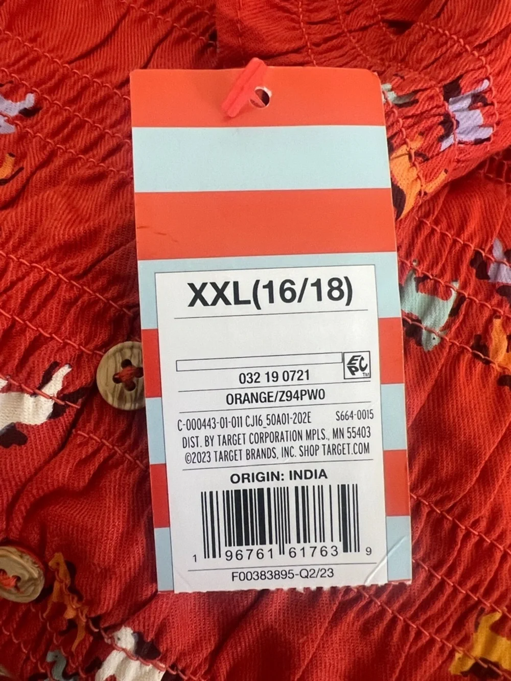 NWT- Cat & Jack Girls' Orange Long-Sleeve Smocked Horse-Print Dress